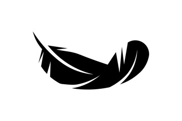 A minimalist black feather icon on a white background © soneapervin