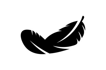 A black feather icon on a white background with modern design © soneapervin