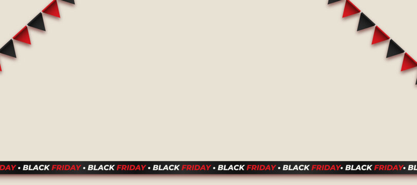 Black friday banner background with pennant and ribbon