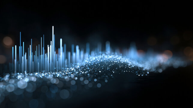 Abstract Blue Digital Sound Wave and Big Data Visualization