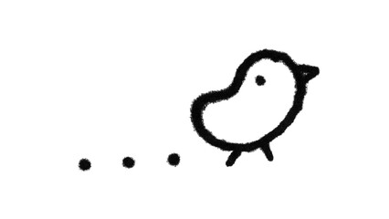 Hand-drawn cute little bird with dots, black line art doodle for Photoshop & Illustrator © Misbah