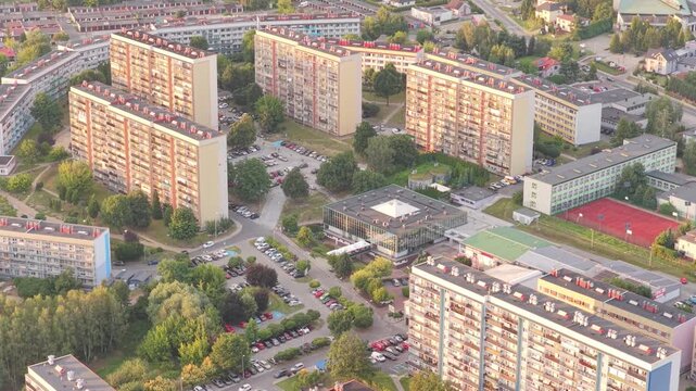 Aerial view of a residential communist era housing estate