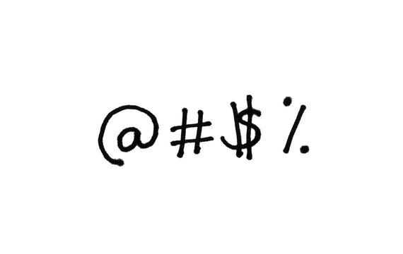 Hand-Drawn Censored Swear Words Symbols @ # $ % Doodle Sketch &mdash; Fun Prank Text, Comic Cursing Bleep Style, White Background