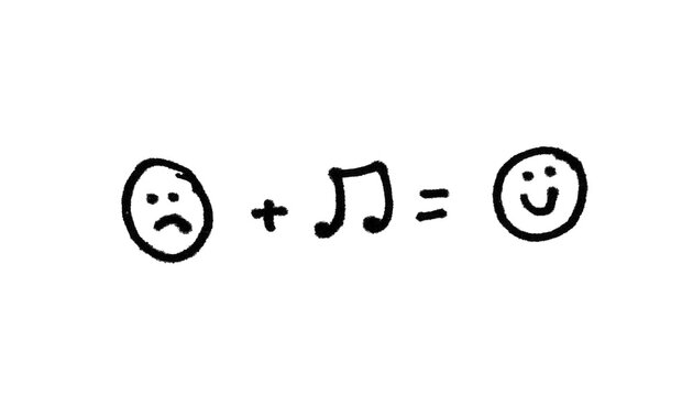 Hand Drawn Doodle Music Changes Mood Sad Happy Face Icon Brush Stroke