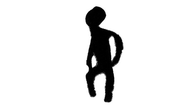 Dancing Stick Figure Silhouette Hand Drawn Doodle Brush Stroke Outline Character Illustration