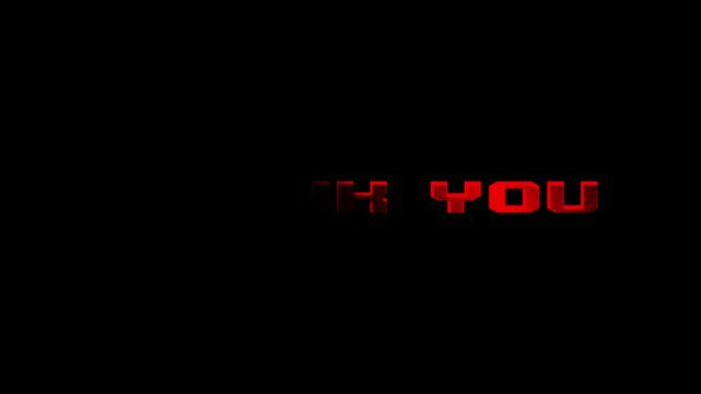 Animated Red 3D Thank You Text Reveal on Black Background, Stylish Appreciation Message Motion Graphic for Presentation and Outro