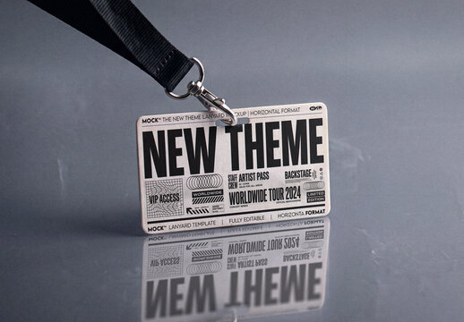 Horizontal Lanyard ID Badge Mockup