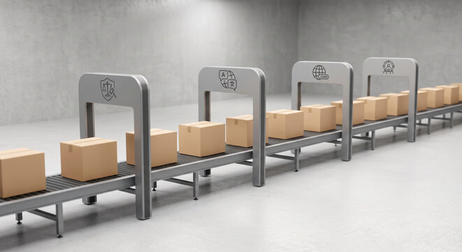 Conveyor line of boxes: naming consistency, product family names, and brand architecture.