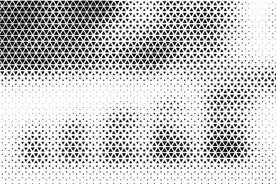 Black and white halftone triangle pattern background with geometric gradient texture