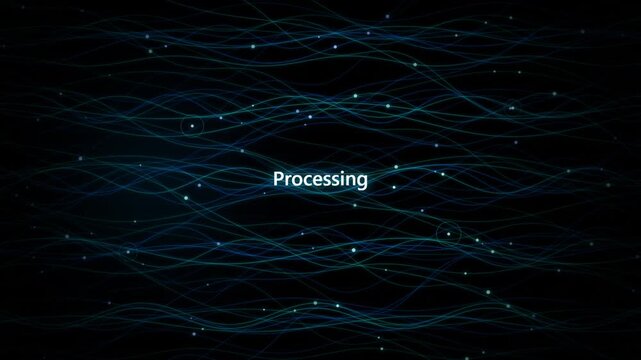 Digital Network Visualization Showing Data Processing Connections Across Space