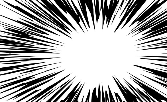 Intense comic action lines converging toward bright center manga background