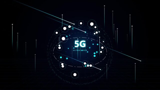Futuristic digital illustration showing ultra speed fifth generation network technology