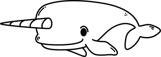 Narwhal Marine Animal Cartoon Vector Illustration © Mymindstory