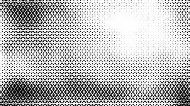 Abstract halftone pattern with black triangles on white background for modern design.