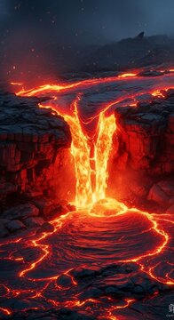 溶岩流、灼熱、自然、エネルギー、活動