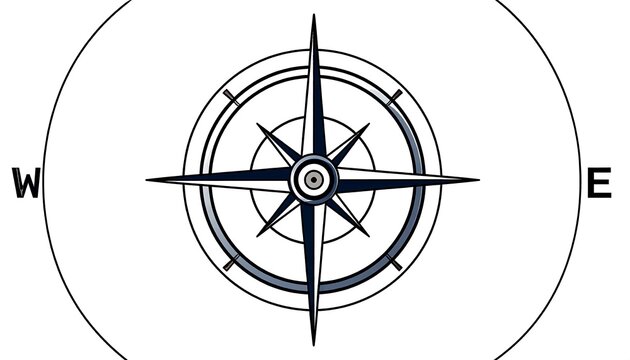 Geometric compass rose with directional lines.
