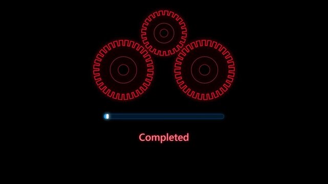 Modern digital interface showing completed process with gear icons