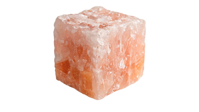 Pink Himalayan salt crystal block organic mineral chunk isolated gourmet ingredient