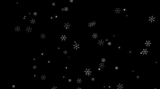 Seamless loop motion graphics animation of white falling snowflakes with soft daylight for broadcast commercial and holiday video