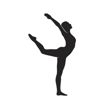 Graceful Female Dancer in Arabesque Pose Silhouette, Vector Illustration of Ballet, Gymnastics, Flexibility, and Contemporary Dance