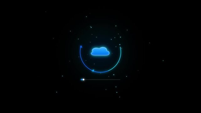 Space themed cloud with glowing circular orbit and starry transparent background design