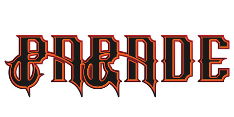 Dark gothic style parade text effect with sharp typography isolated PNG © Ndoewer