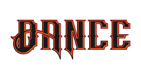Western style dance word typography with orange and red outline isolated on transparant background © Ndoewer