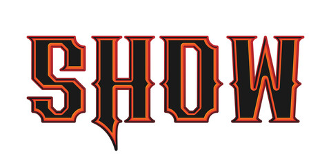 Show text effect title with retro typography style isolated on black background © Ndoewer