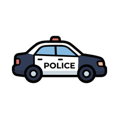 Cartoon Style Police Car Vehicle Icon With POLICE Text On The Side © delia