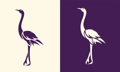 Fototapeta premium Elegant crane bird silhouette illustration for minimalist logo design and nature branding identity