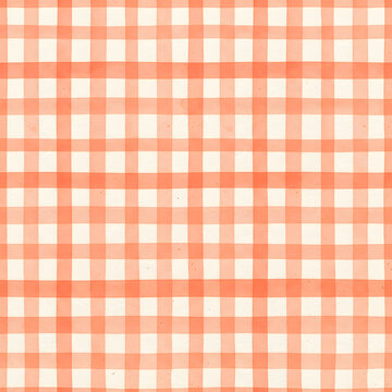 Seamless light orange and red plaid fabric pattern