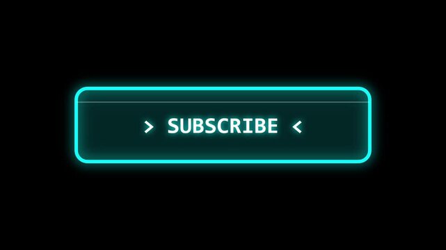 Glowing Neon Subscribe Button Digital Interface Element on Black Background