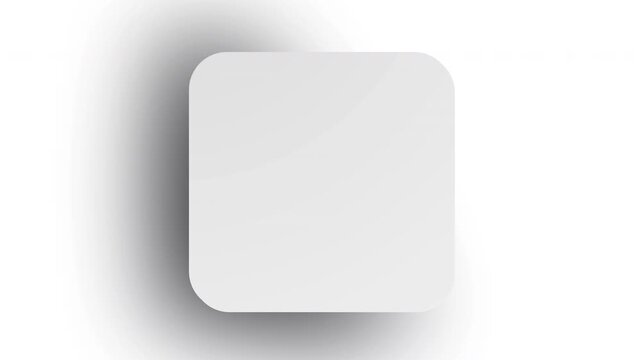 Soft gray rounded square floats on a clean white background with subtle shadow, creating a minimal modern motion element for UI, tech and presentation design.