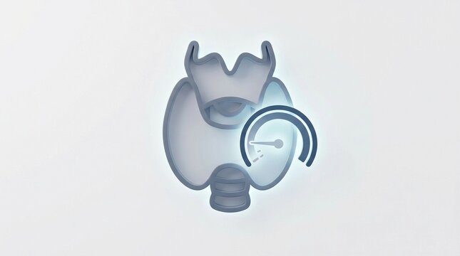 Thyroid gland anatomy icon with speedometer meter for metabolism rate and hormone level monitoring
