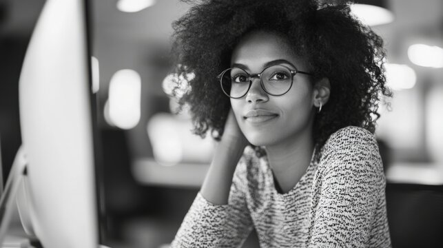 Portrait of a Professional Young Woman Working in a Modern Office