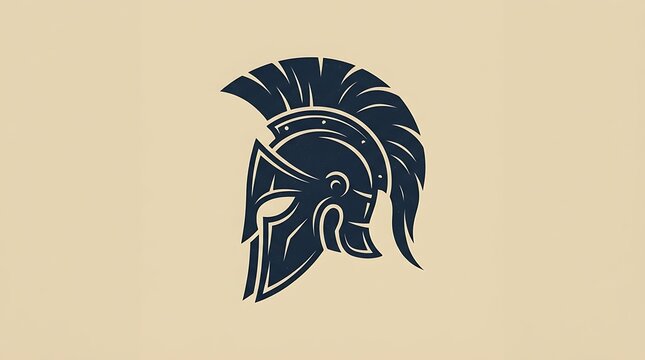 Black spartan helmet icon design for a warrior logo symbol