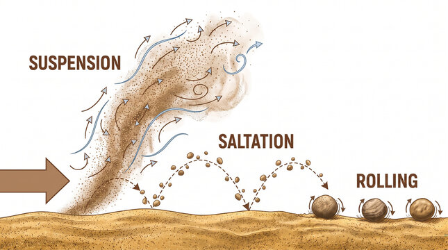 Educational Diagram of Wind Erosion Sediment Transport Modes