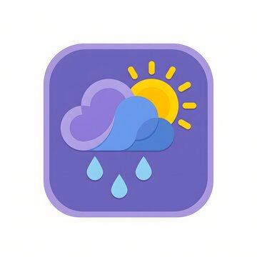 Sun and rain weather icon with cloud and bright sunshine over raindrops vector illustration