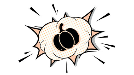 Comic book style autumn pumpkin explosion burst element, boom effect. © Premium_art