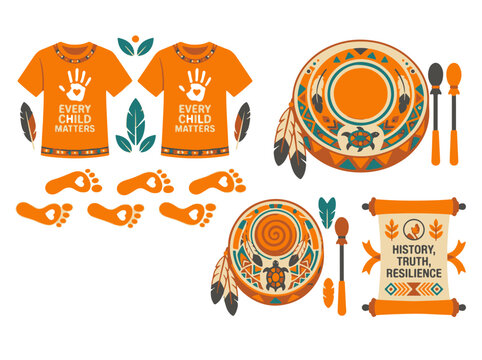 Indigenous Every Child Matters Cultural Vector Assets for Orange Shirt Day Awareness and Reconciliation