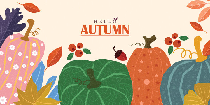 Autumn pumpkin foliage header banner