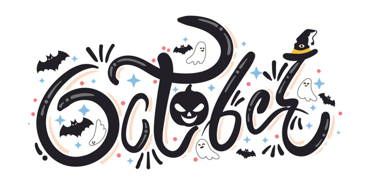 October halloween hand lettering typography