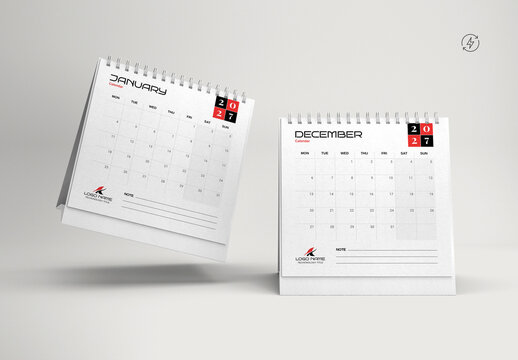 2027 Minimal Desk Calendar Template with Modern Monthly Layout