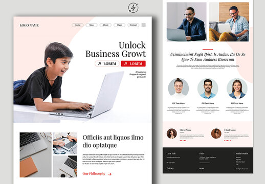 Modern Business Website Landing Page Template with Corporate Web Design