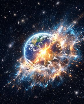 earth explosion in space