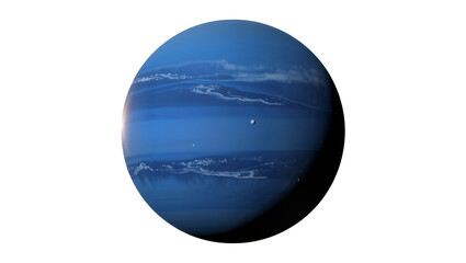 Deep blue Neptune planet with swirling white clouds, isolated on transparent background © Marta