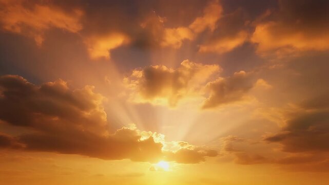 A triptych of a sunset with dramatic crepuscular rays breaking through golden clouds.