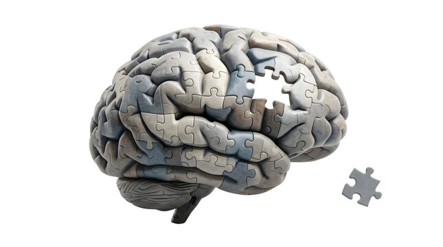 complex human brain puzzle representing problem solving cognitive development mental health education intelligence memory critical thinking and neurological research concepts