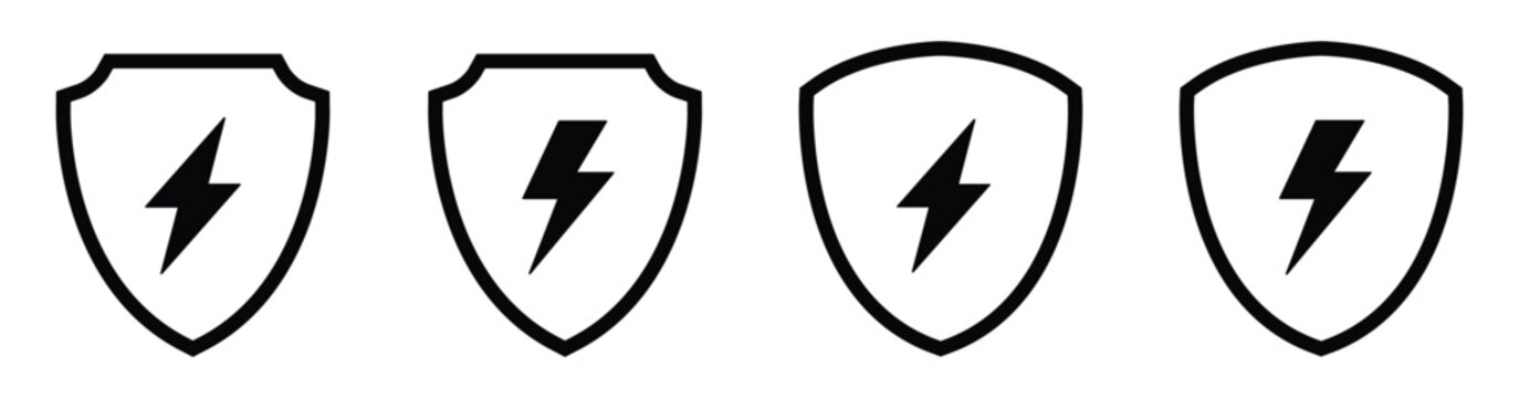Electrical power shield icon illustration