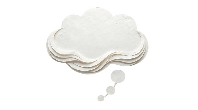 White paper cloud with thought bubble isolated on transparent background